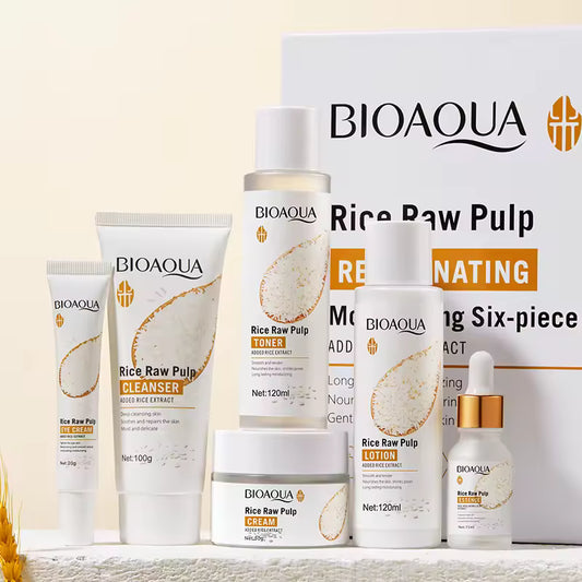 BIOAQUA Rice Extract Rejuvenating Skincare Set – 6-Step Hydrating & Brightening Facial Care